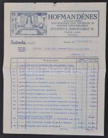 1937 Hofman Dénes okleveles mérnök stb. díszes fejléces számla