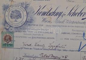 1913 Bécs, 3 db Konetschny & Schober's díszes fejléces számla okmánybélyeggel