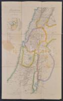cca 1880 Palesztina térképe, lépték nélkül, G. J. Mainz, vászonra ragasztva, foltos, 63,5×30 cm