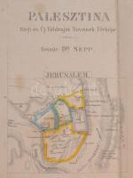 cca 1880 Palesztina térképe, lépték nélkül, G. J. Mainz, vászonra ragasztva, foltos, 63,5×30 cm