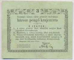 Rozsnyó 1849. 3kr "Rozsnyó város pénztári utalványa" T:III  Adamo ROZ-1.2