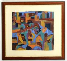 Cs. Németh Miklós (1934-2012): Szabadban, akvarell, papír, jelzett, üvegezett fa keretben, 35×38 cm