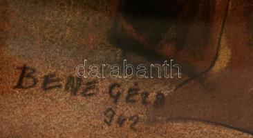 Bene jelzéssel: Műteremben, akvarell, papír, üvegezett fa keretben, 59×49 cm