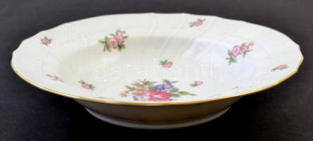 Herendi virág mintás mélytányér, kézzel festett, jelzett (1941), hibátlan, d:23,5 cm
