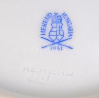 Herendi virág mintás mélytányér, kézzel festett, jelzett (1941), hibátlan, d:23,5 cm