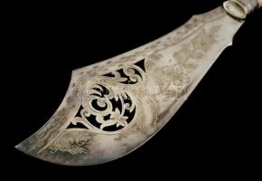 Angol villa és halkés készlet, ezüstözött alpakka, elefántcsont  nyéllel, jelzett, eredeti dobozában...