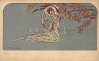 Italian art postcard, Lady, Ufficio Revisione Stampa di Milano N. 3579. 95-3 s: Adelina Zandrino (EK)