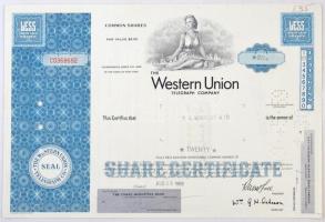 Amerikai Egyesült Államok 1968-1971. "The Western Union Telegraph Company" 3db klf részvén...