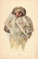 &#039;Mollig&#039; / Chubby girl in furs, A. R. &amp; C. i. B. Nr. 1356/4. (vágott / cut)