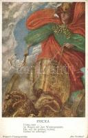 5 db RÉGI megíratlan motívumos képeslap, Wagner operák illusztrációi / 5 pre-1945 unused motive post...