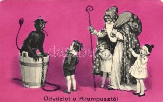 Üdvözlet a Krampusztól / Krampus with children and Saint Nicholas (EK)