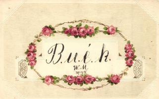 3 db RÉGI újévi üdvözlőlap, virágos, lóherés, dombornyomott, litho darabok / 3 pre-1945 New Year...