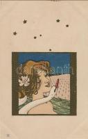 Raphael Kirchner: Léda és a hattyú,  10 darabos színes litho sorozat / Leda und der Schwan, Serie vo...