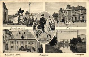 Kolozsvár, Cluj; vasútállomás, Szamos, Mátyás király szülőháza, Horthy Miklós / railway station, Horthy