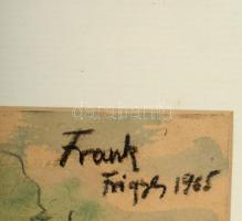 Frank jelzéssel: Utca részlet. Akvarell-szén, papír, üvegezett keretben, 20×29 cm