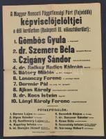1926 Bp., A Magyar Nemzeti Függetlenségi Párt(Fajvédők) képviselőjelöltjei a III. kerületben, nagyméretű plakát, hajtott, kis szakadással, 62x48 cm