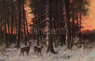 7 db RÉGI vadászos motívumlap, vegyes minőség / 7 pre-1945 hunting motive cards, mixed quality