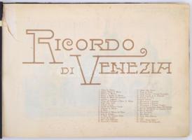 cca 1900 Ricordo di Venezia, nagyméretű album, szakadt szecessziós borítóval, az elülső borító belse...