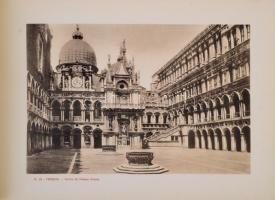 cca 1900 Ricordo di Venezia, nagyméretű album, szakadt szecessziós borítóval, az elülső borító belse...