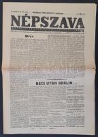 1945 A Népszava 73. évfolyamának 48. száma, címlapon Berlin elesésének hírével, 6p