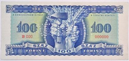 1946. 100Ft "MINTA" perforációval, "B000 000000" sorszámmal, vízjeles papíron, n...