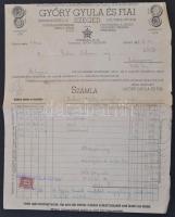 1937-1947 Szeged, 5 db számla, számlailleték bélyegekkel, köztük díszes fejléces