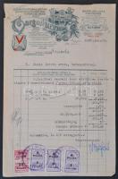 1937-1947 Szeged, 5 db számla, számlailleték bélyegekkel, köztük díszes fejléces