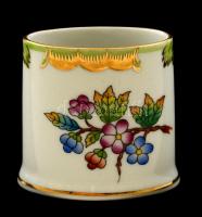 Herendi Viktória mintás fogpiszkáló tartó, kézzel festett, jelzett, hibátlan, m:5 cm, h:6 cm