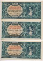 1946. 100.000MP (7x) "B091 073771 - B091 0703781" közte sorszámkövető hármas és sorszámkövető pár, egy ugrásos sorszámkövetők, mind közeli sorszámmal T:I- Adamo P30