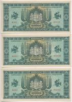 1946. 100.000MP (7x) "B091 073771 - B091 0703781" közte sorszámkövető hármas és sorszámköv...