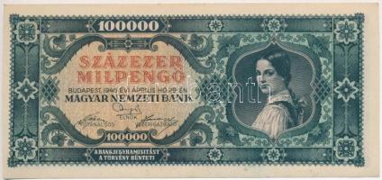 1946. 100.000MP (7x) "B091 073771 - B091 0703781" közte sorszámkövető hármas és sorszámköv...