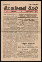 1945 A Szabad Szó, a Nemzeti Parasztpárt Központi Lapja 47. évfolyamának 54. száma, hátoldalán kivágással