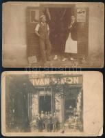 cca 1920 Budapest Isván Simon üzlete a kulcskirályhoz az Erzsébet krt-on, kissé megviselt fotólap + Lukács-Kovács kész cípő boltja