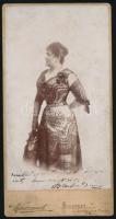 cca 1880 Blaha Lujza (1850-1926), Kurzweil, Bp.-Balatonfüred, keményhátű fotó, a színésznő dedikációjával, 21x11 cm.