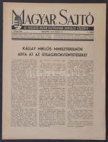 1943 A Magyar Sajtó, az Országos magyar Sajtókamara Hivatalos Közlönye V. évfolyamának 5. száma