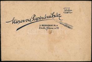 cca 1920 Minerva papíráruház. reklámterv. Vegyes technika. papír. 28x19 cm