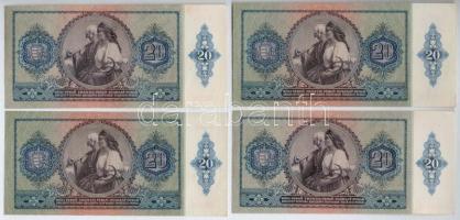 1941. 20P (4x) sorszámkövetők egy ugrással + 1945. 100.000P (6x) két sorszámkövető hármassal, egyikb...