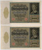 Németország / Weimari Köztársaság 1922. 10.000M (5x) sorszámkövetők T:I-,II Germany / Weimar Republi...
