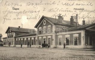 Lugos, Lugoj; vasútállomás / railway station (felületi sérülés / surface damage)