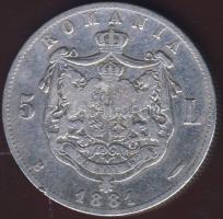 Románia 1881. 5L Ag variáns "név a nyak alatt" T:3/4 ph