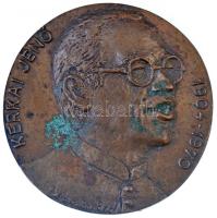 Domonkos Béla (1934-) ~1970. "Kerkai Jenő 1904-1970" Br emlékplakett (97mm) T:2 patina