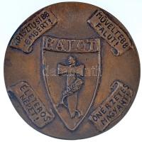 Domonkos Béla (1934-) ~1970. "Kerkai Jenő 1904-1970" Br emlékplakett (97mm) T:2 patina