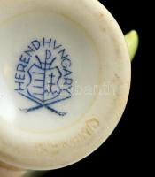 Herendi Viktória mintás virágos fogpiszkáló tartó, kézzel festett, jelzett, hibátlan, m:6 cm