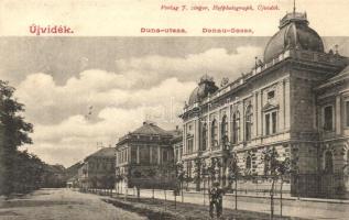 Újvidék, Novi Sad; Duna utca, Törvényház / Donau-Gasse / street view, court (vágott / cut)