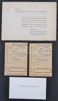 cca 1930-1940 gróf Königsegg család kis vegyes okmány és nyomtatvány tétel, 4 db: Königsegg Júlia régiség és lakberendezési tárgyak kereskedő reklámlapja, Königsegg-Rottenfels János névkártyája, Königsegg-Rottenfels Miksa gépkocsi betétlapja