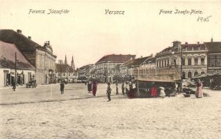 Versec, Vrsac; Ferenc József tér, piac. Fl. Schiopu / market square