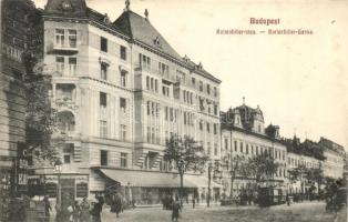 Budapest VII. Rottenbiller utca üzletekkel, villamos