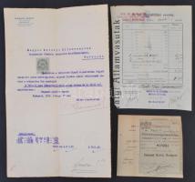 1918 Vegyes okmány tétel, 3 db: Elismervény orosz hadifogoly élelmezéséről a MÁV istvántelki főműhelyének címezve okmánybélyeggel, MÁV beszállítási vevény, Posta takarékpénztár elismervény