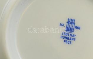 Zsolnay retro karácsonyi süteményes készlet, 6+1 tányér, matricás, jelzett, hibátlan, d:19,5 cm (6×)...