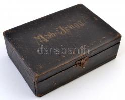 Régi Mah-Jongg játék, eredeti dobozában, pótolt darabokkal,  16×11 cm